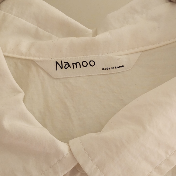 K-Style White Button Up Short Sleeve Top - Picture 3 of 4